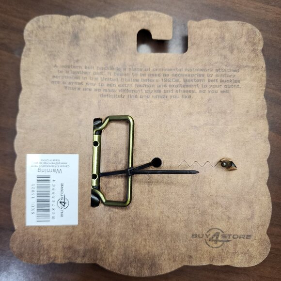 Western Gold Tone Horse Design Turquoise & Brown Bead Oval Belt Buckle NWT - Picture 4 of 4